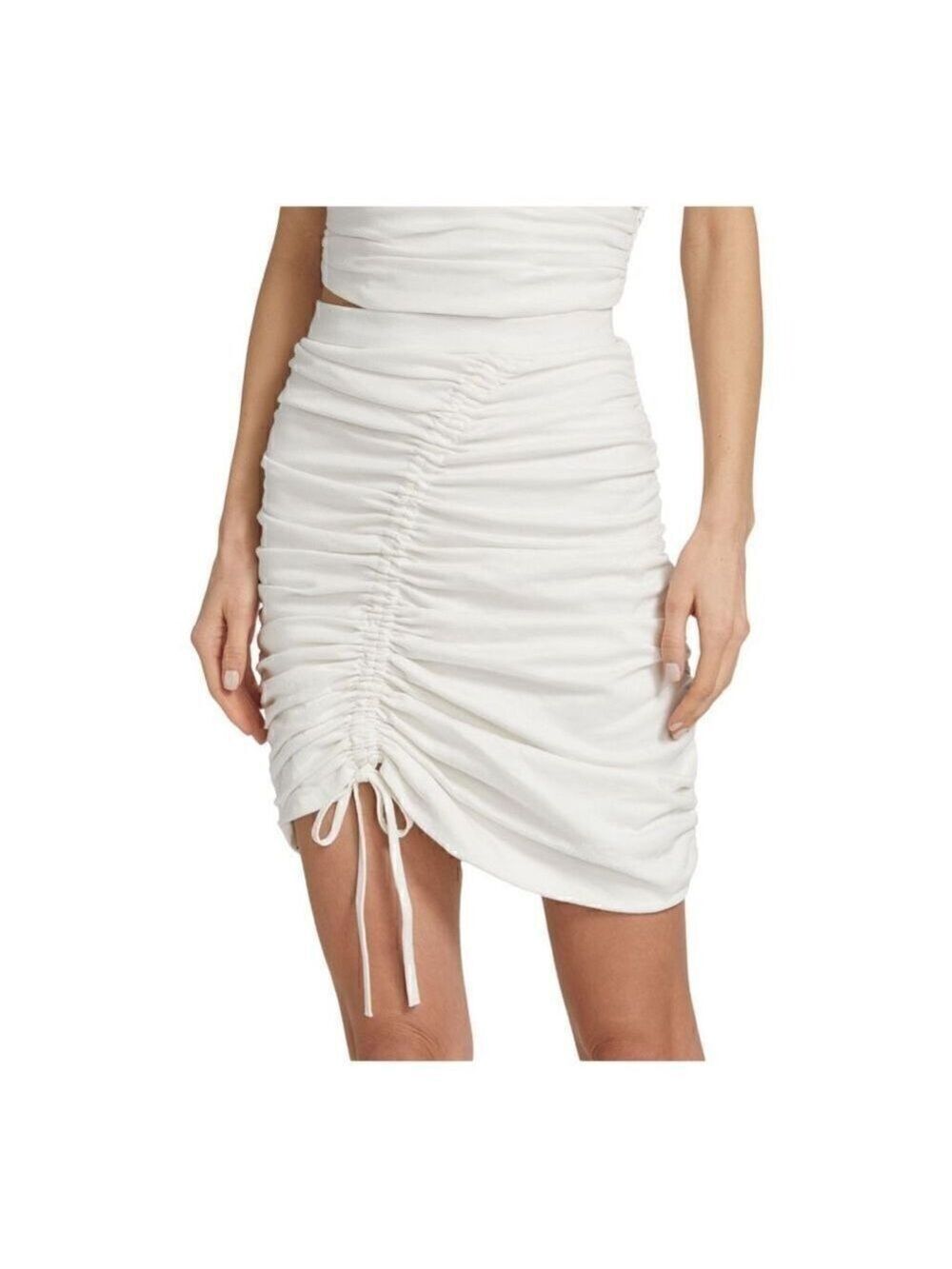 AMUR White Kit Ruched Cotton Mini Skirt Size Small NWT